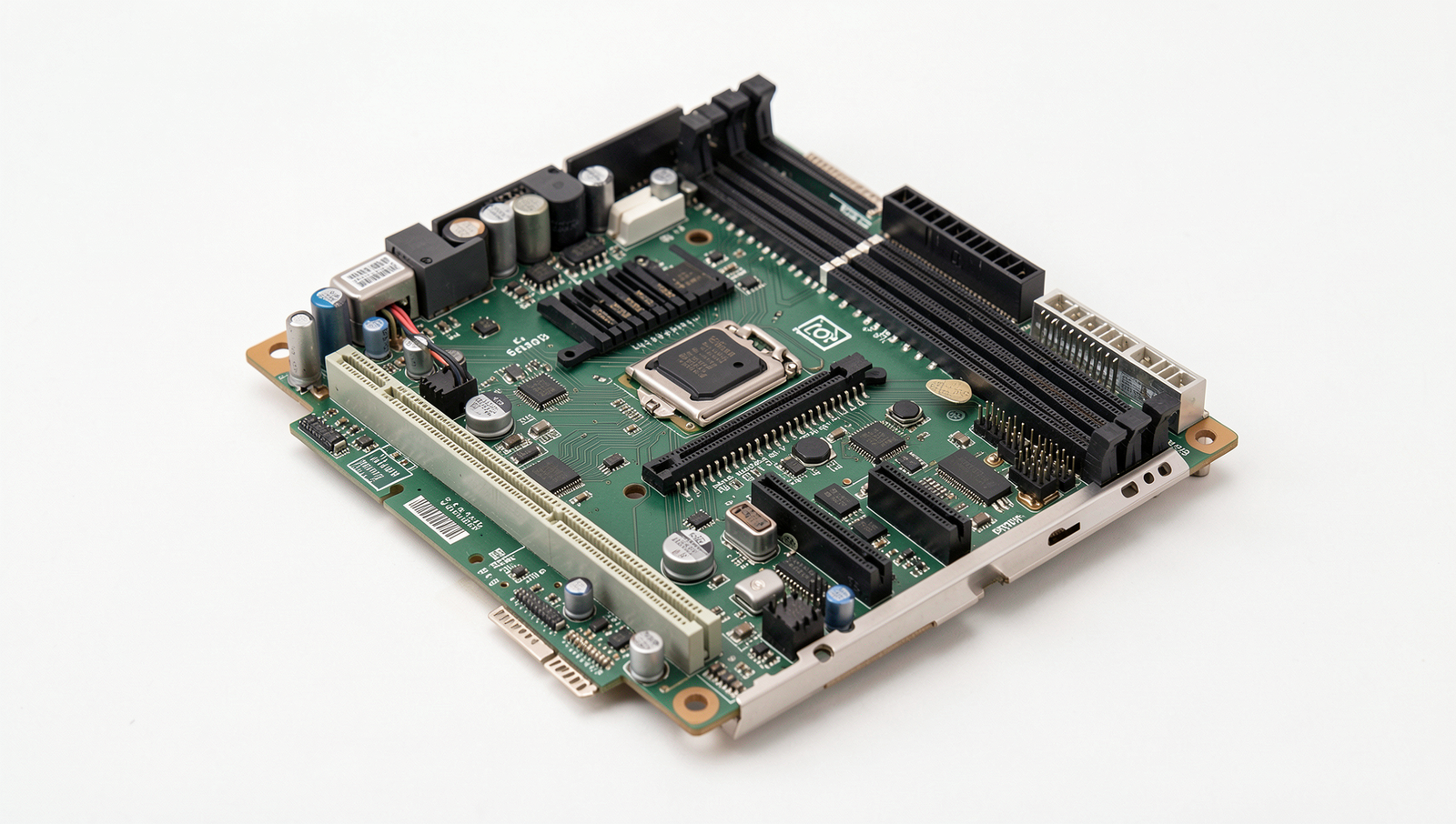 Detailed diagram of a computer motherboard highlighting its key components.