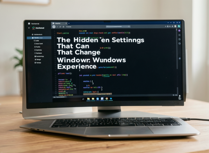 A professional editorial photo showcasing a serene workspace with a Windows laptop.