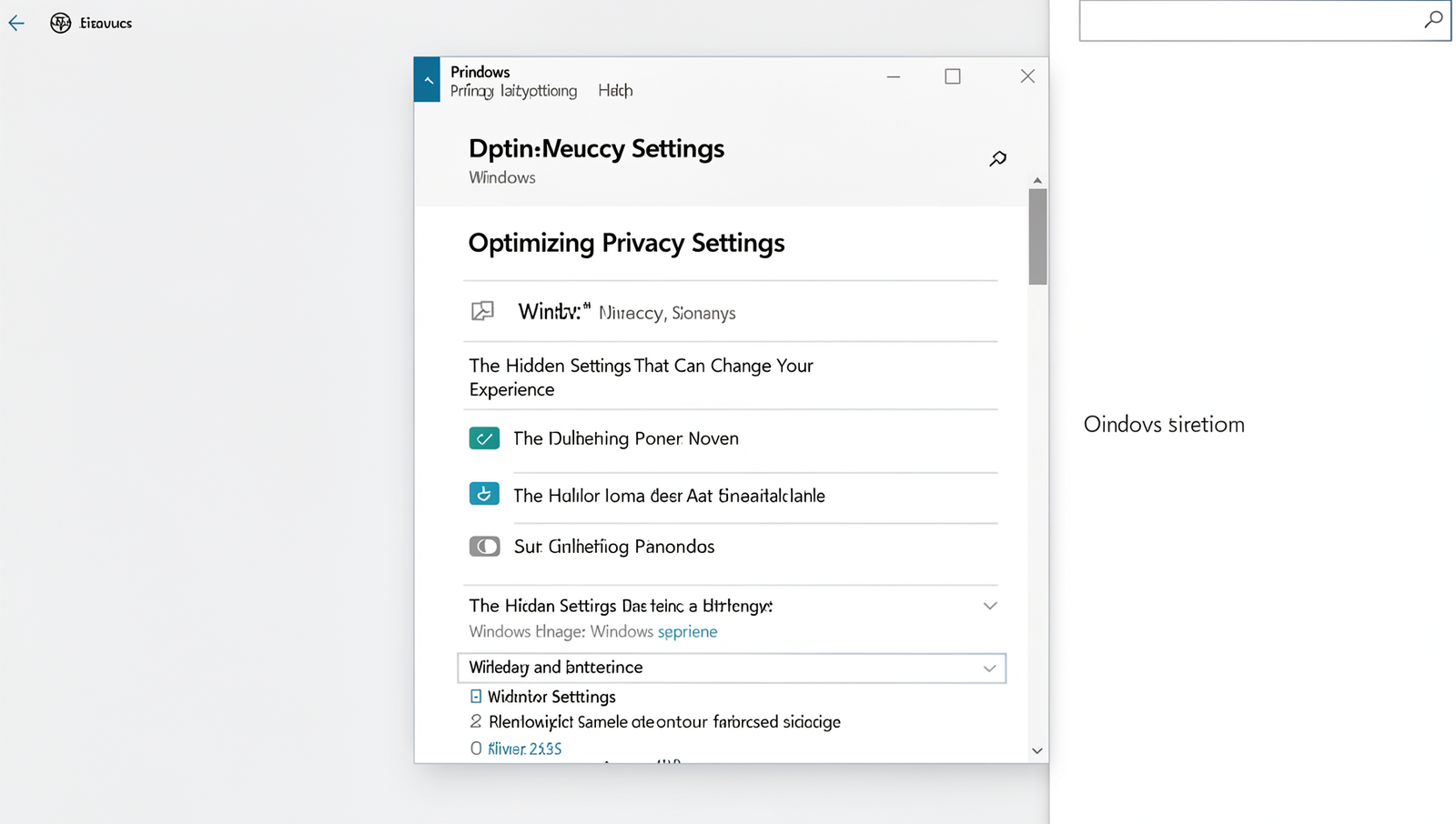 Detailed visual representation of Windows privacy settings menu in natural lighting.