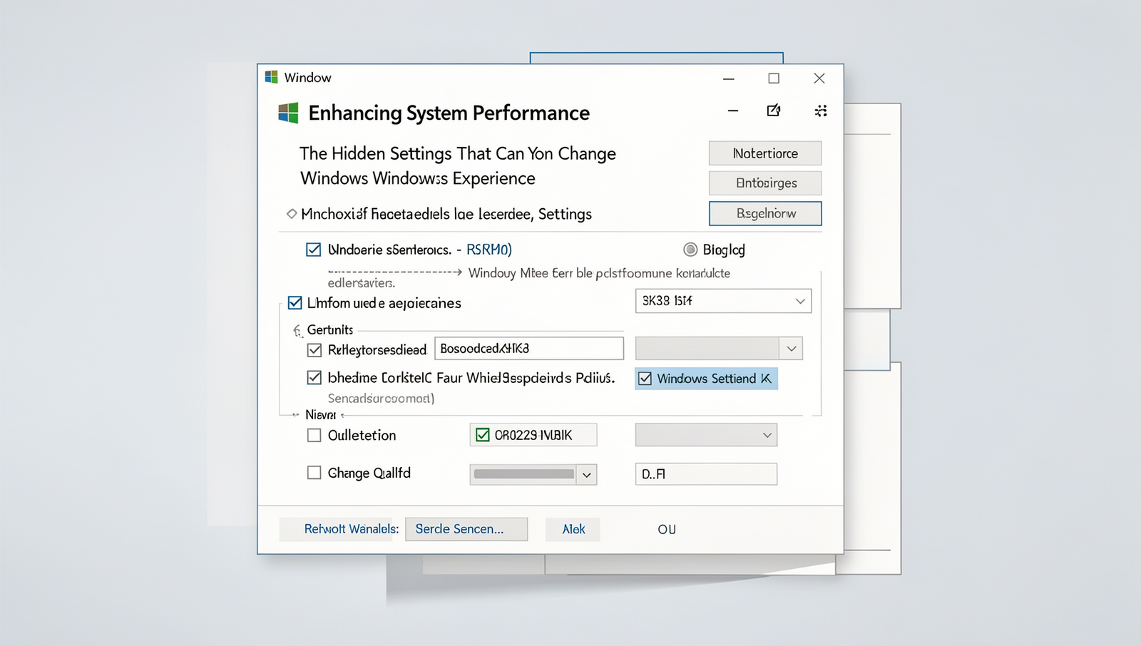 Infographic displaying Windows performance settings for system enhancement.