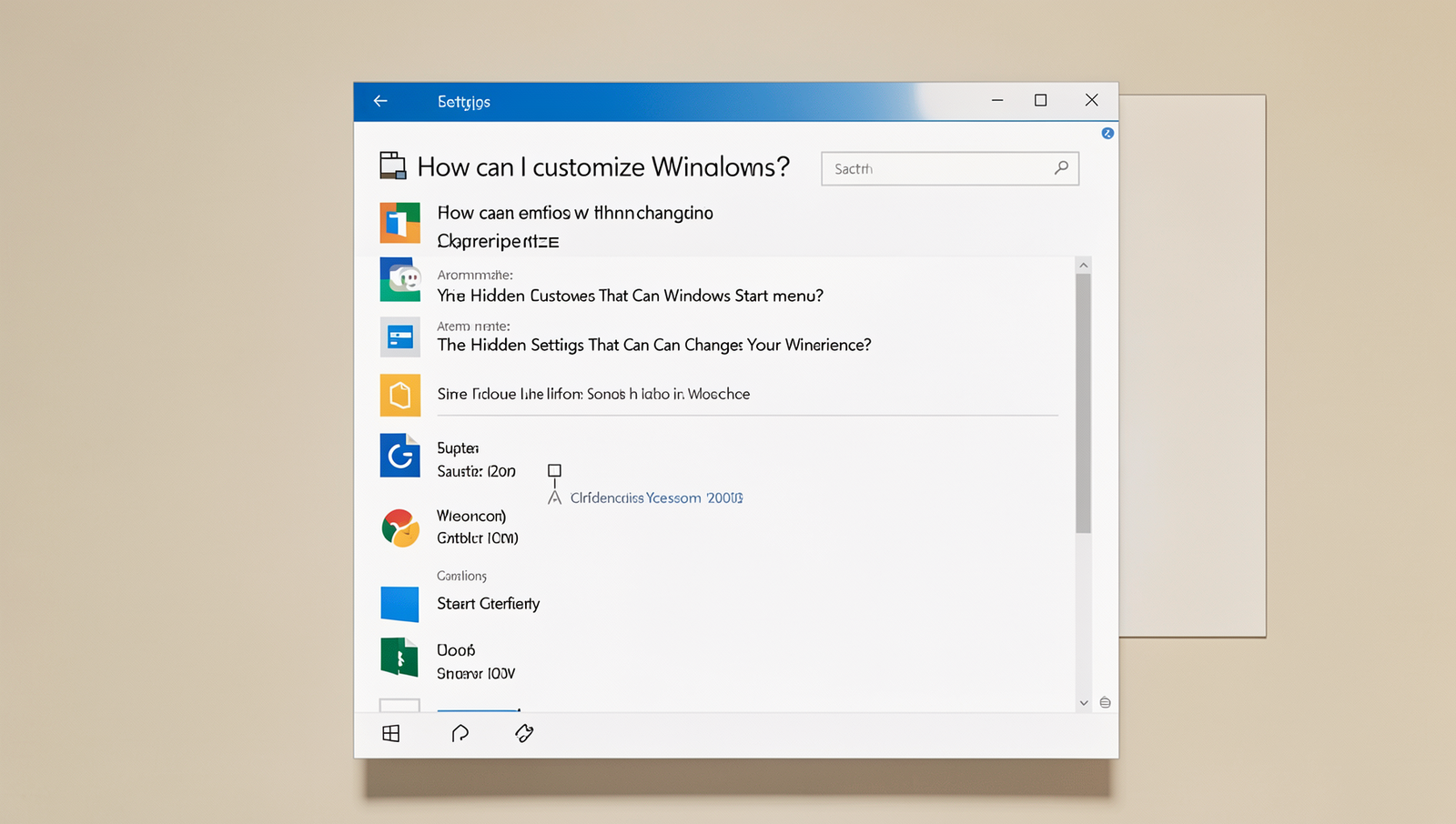 Diagram illustrating steps to customize the Windows Start menu settings.