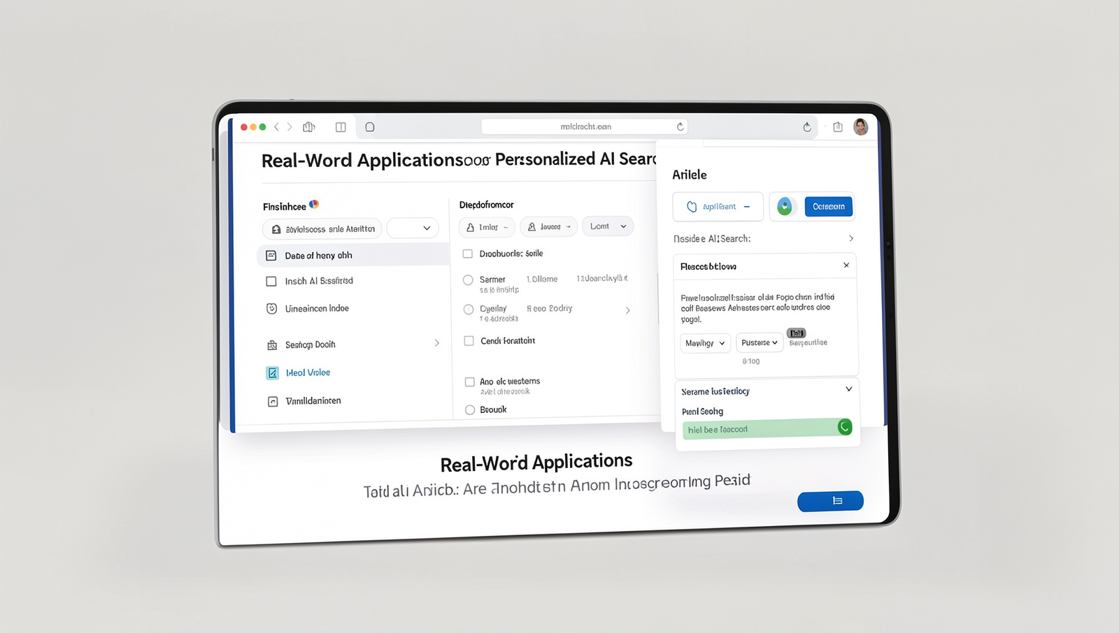 Screenshots of personalized AI search applications showcasing user interfaces and features.