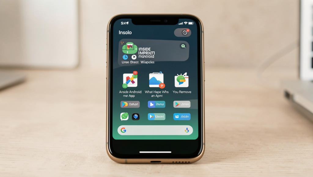 Close-up of an Android device displaying app removal process in a realistic setting.
