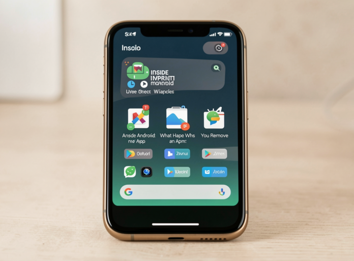 Close-up of an Android device displaying app removal process in a realistic setting.