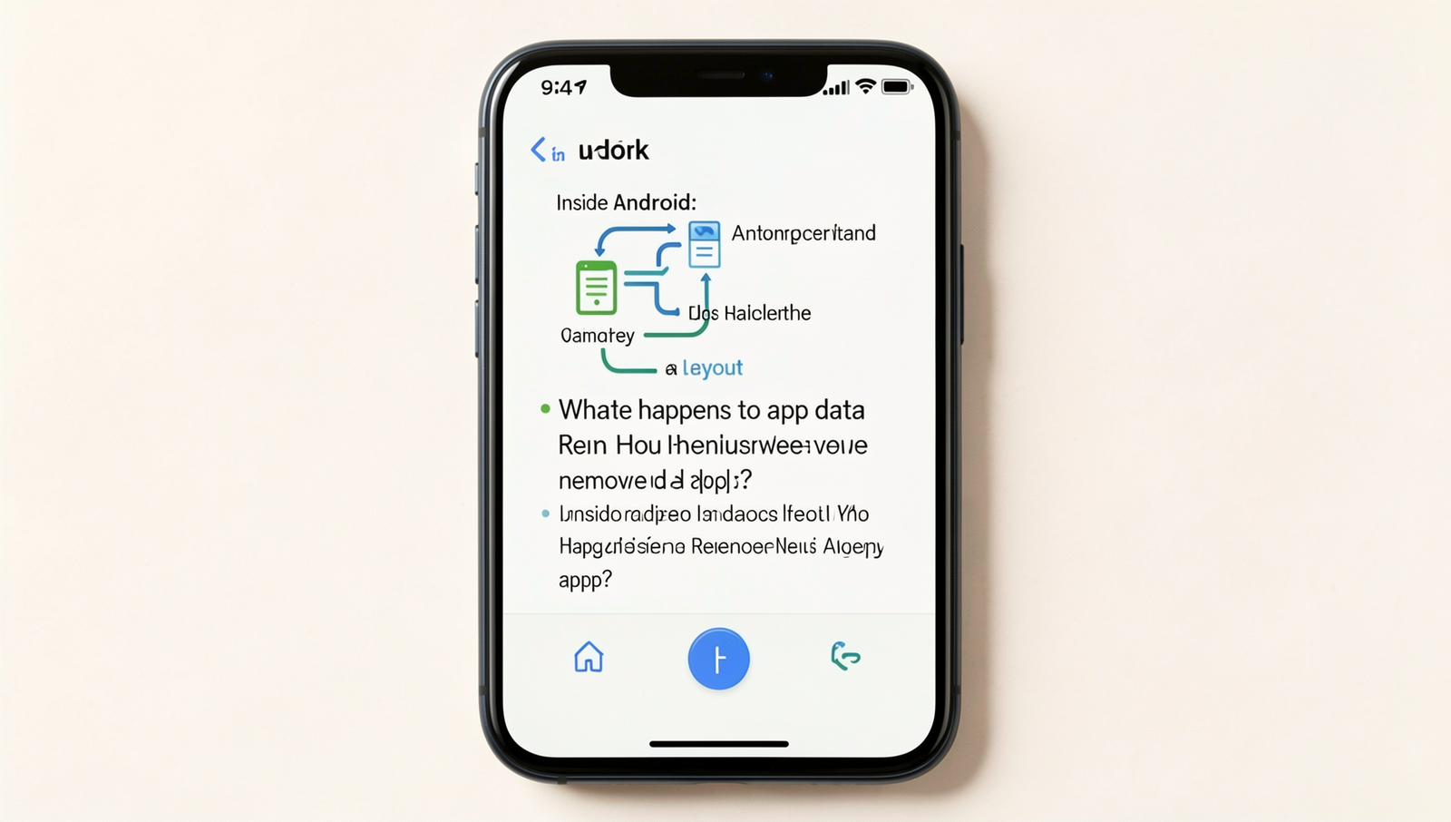 Diagram illustrating app data removal process upon uninstallation on Android.
