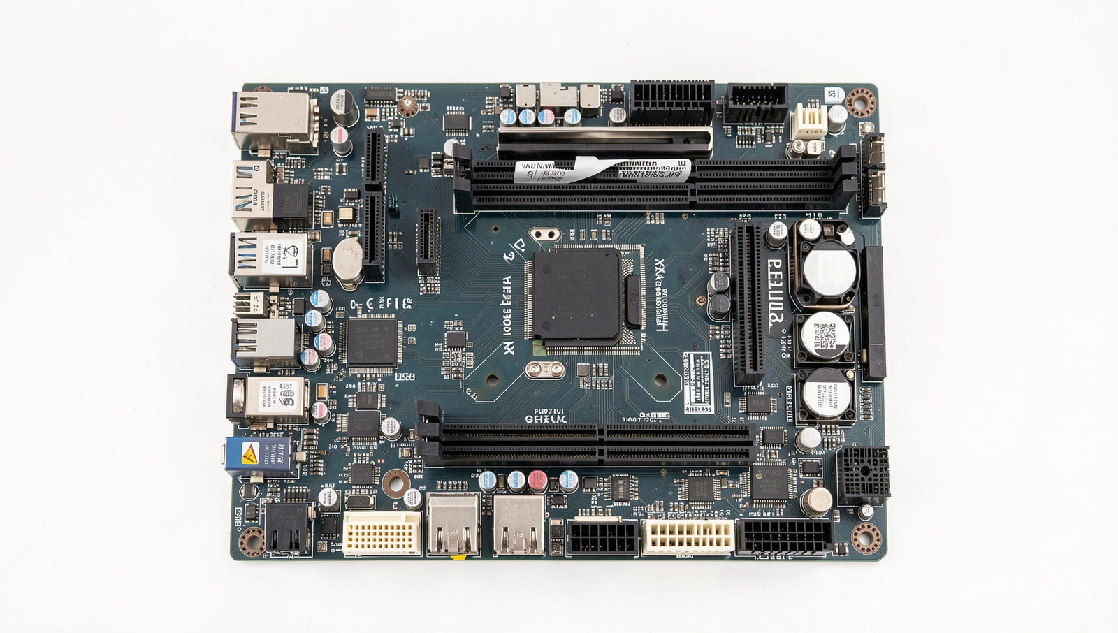 Detailed diagram of a motherboard showcasing storage connections and components.