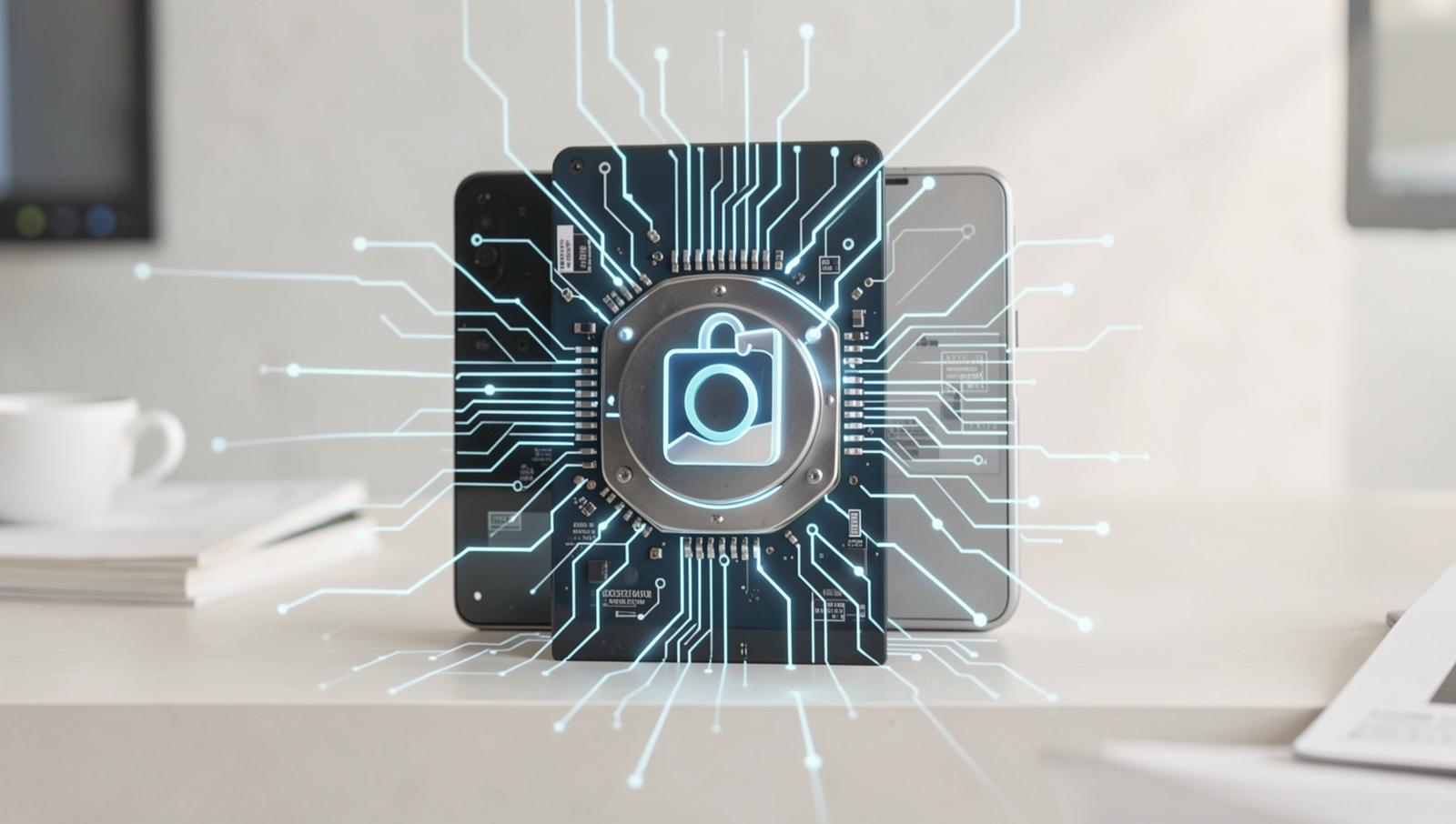 A detailed visual representation of privacy and security in technology.