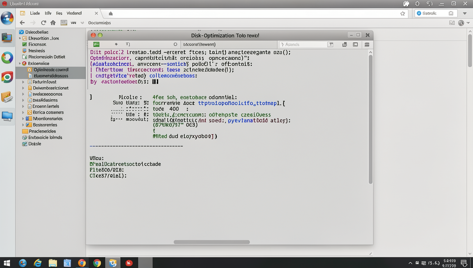 Disk optimization tool in a Linux desktop environment showing the optimization process.