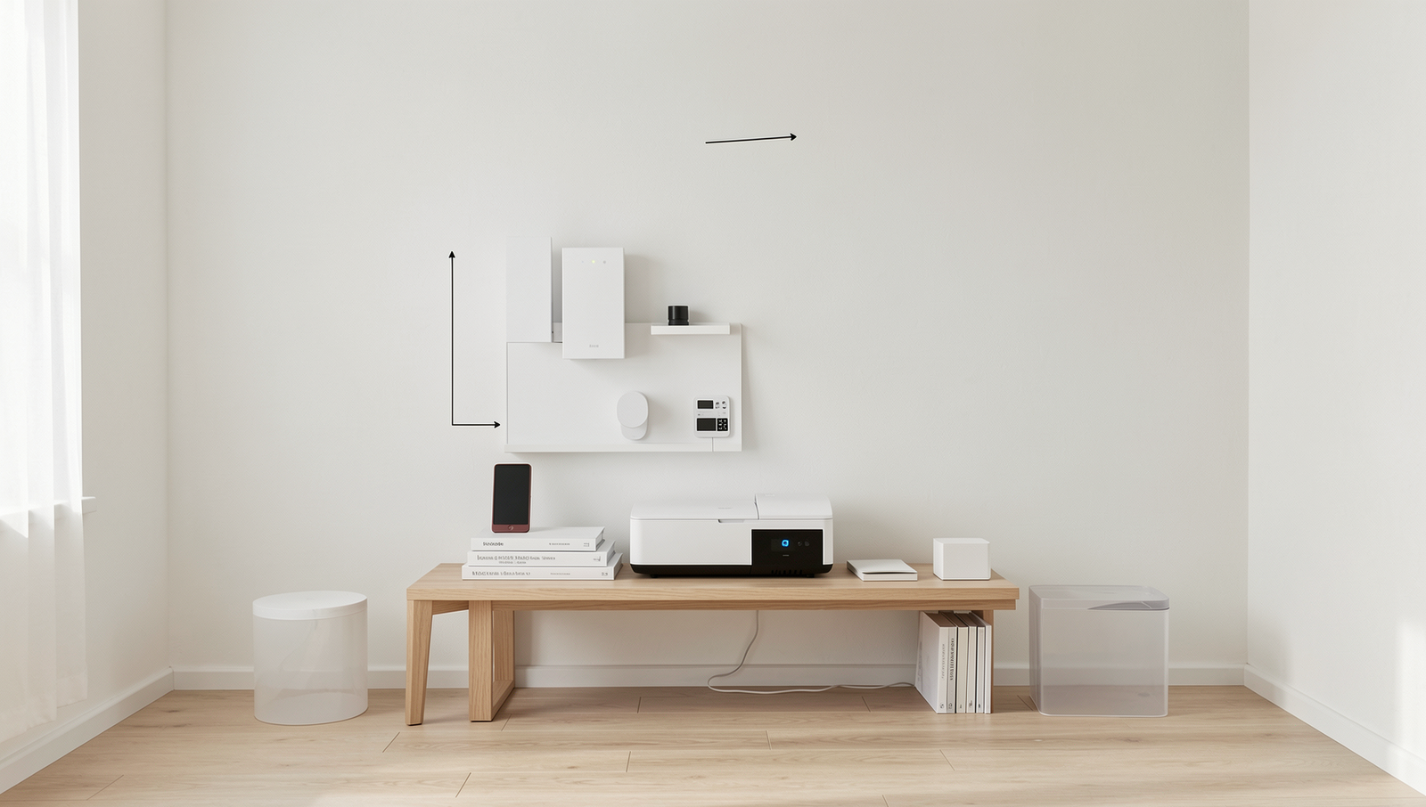 Smart home setup showcasing unused features in a photorealistic style.