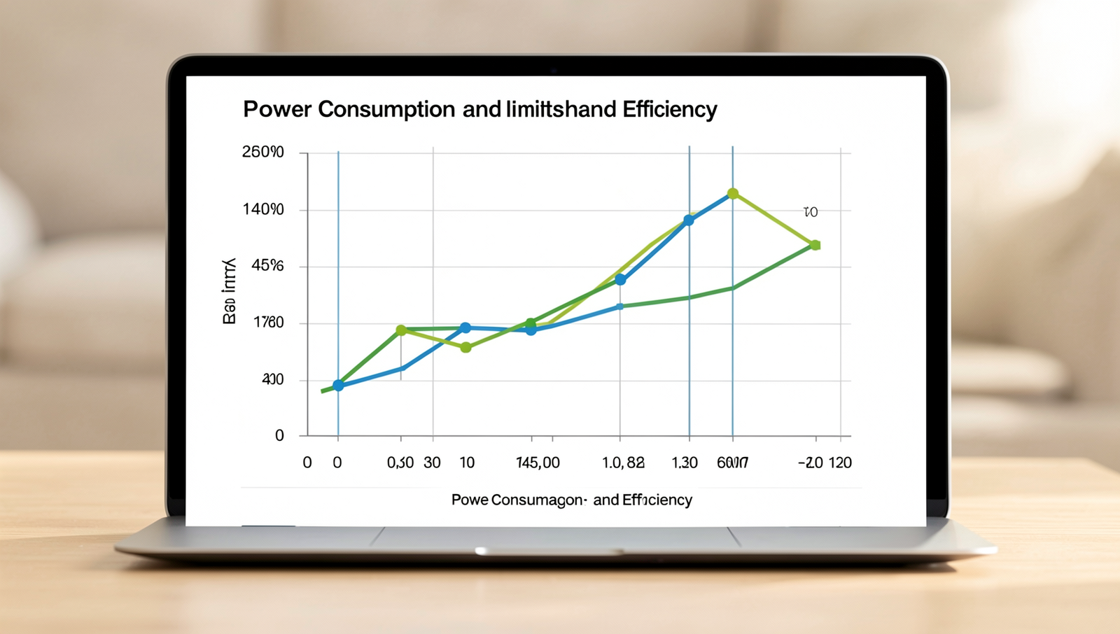 Graph illustrating power consumption versus performance in modern laptops.