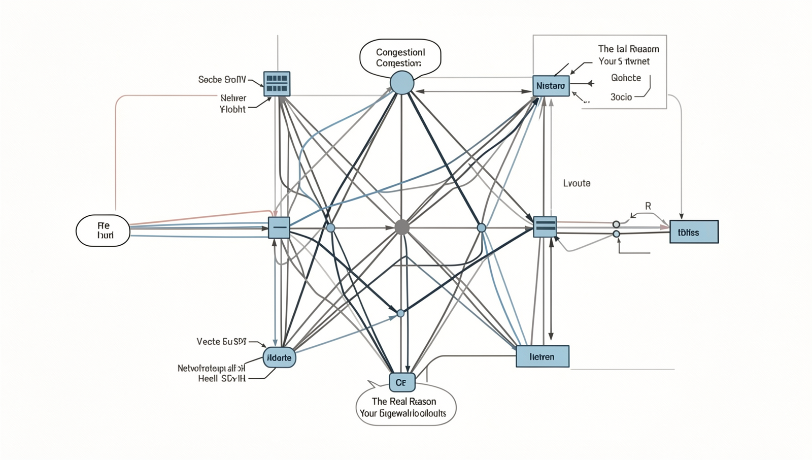 Detailed diagram illustrating network congestion effects on internet speed.
