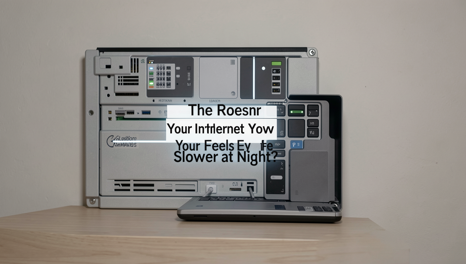 Diagram illustrating factors causing slower internet speeds at night.