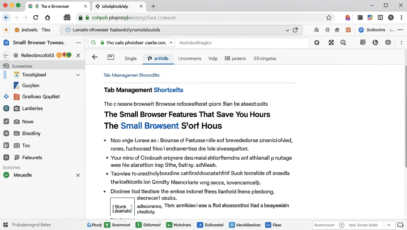 Screenshot of a browser with multiple tabs and pinned tabs for tab management shortcuts.