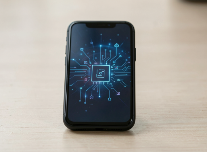 Close-up of a smartphone charging rapidly with advanced technology components visible.